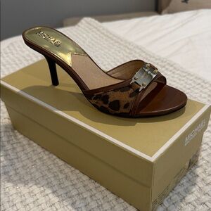 Michael Kors Leopard Print Heels with Gold Accents